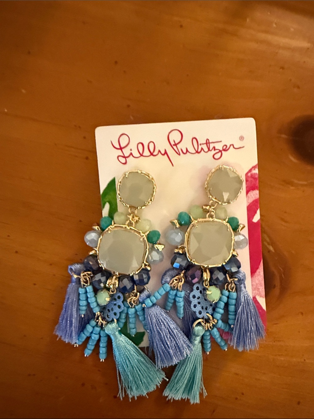 NWT--Lilly Pulitzer Pastel Blue & Aqua Tassel Drop Earrings for Kids
